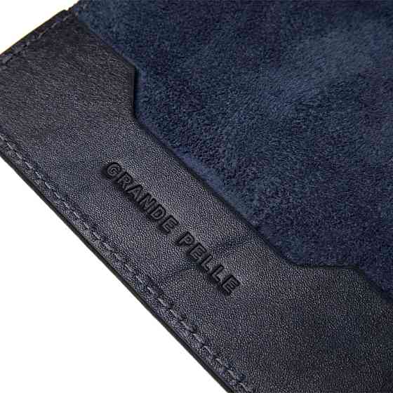 Універсальна шкіряна обкладинка на паспорт Темно-синій (GRANDE PELLE) Київ