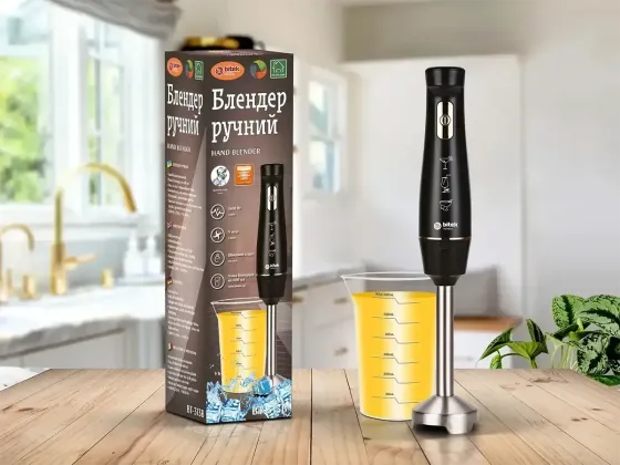 Блендер ручной BITEK BT-313B 1600Вт с чашей 600 мл, 4 ножа, погружной, черный, 1 скорость Одесса