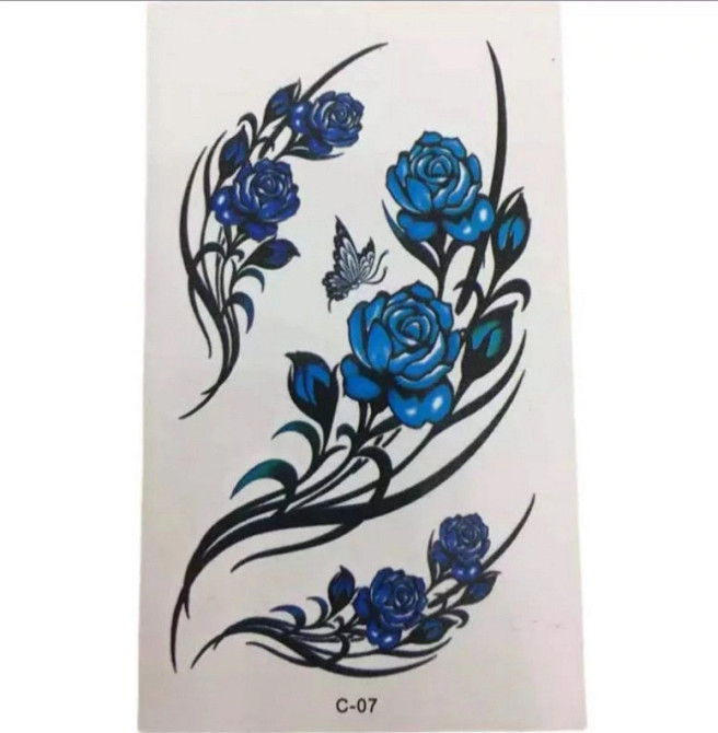 Татуювання на тіло Троянди 95 на 60 мм блакитний Київ - фото 1
