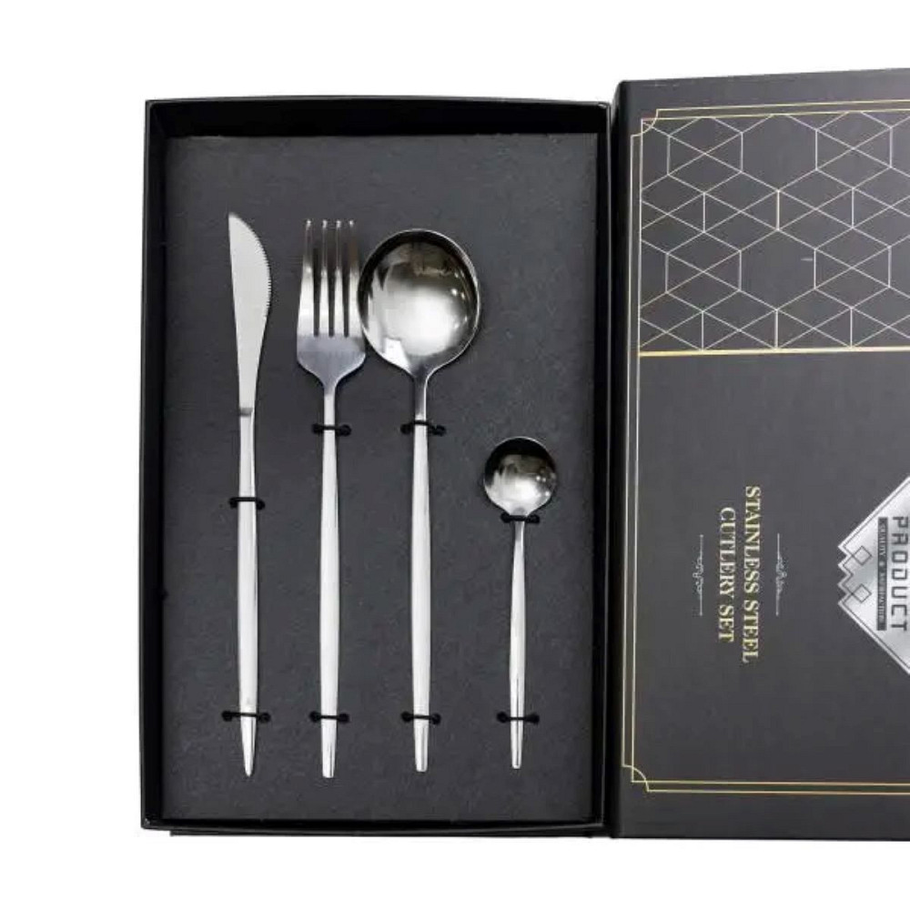 Набір столових приборів 24 предмети набір ложок виделок і ножів на 6 персон Сріблястий HP-20-42 Коломия - фото 2