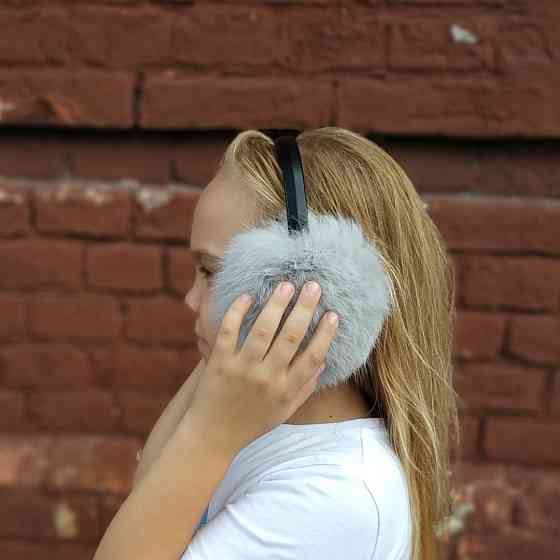 Хутряні навушники дорослі з кролика Світло-сірий Харків