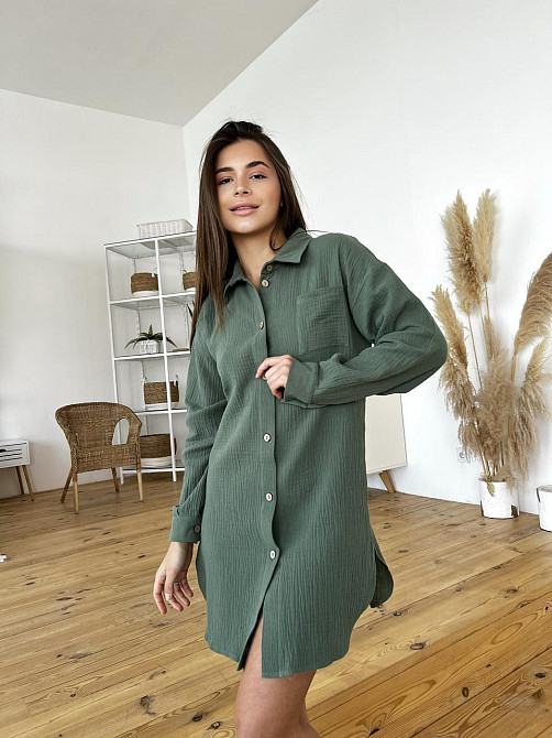 Жіночна сорочка Coconut COSY з мусліну, зелена Київ - фото 1