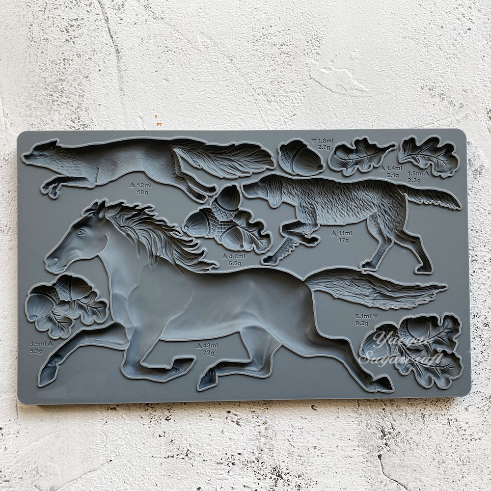 Молд силиконовый Лошадь лисица собака желуди 250 на 150 мм серый Киев - изображение 5