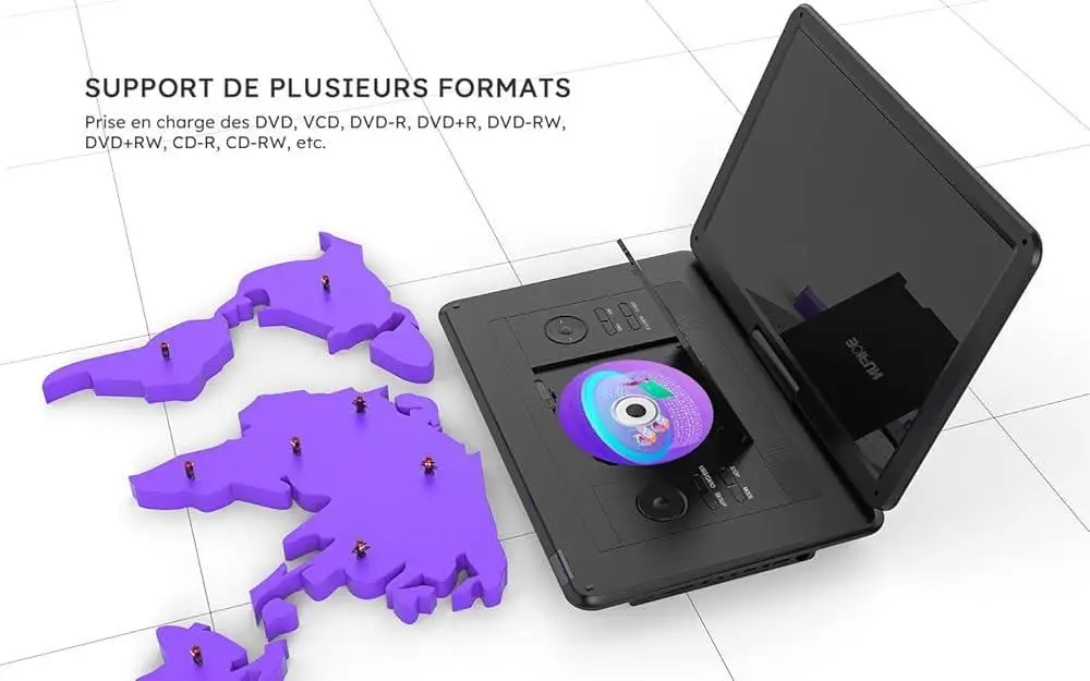 Портативний DVD-плеєр BOIFUN BFN-161 17.5" (екран 15.6"): поворотний HD дисплей, акумулятор 5000 мАг, USB, SD, Anti-Shock Київ - фото 9