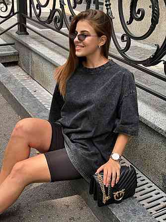 Велосипедки и футболка варенка тай дай оверсайз Черный M-L Харьков