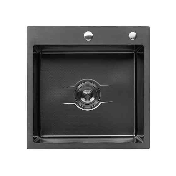Кухонна мийка з нержавіючої сталі Kroner KRP Derby - 50х50HM PVD (2,5/0,5) чорна Київ