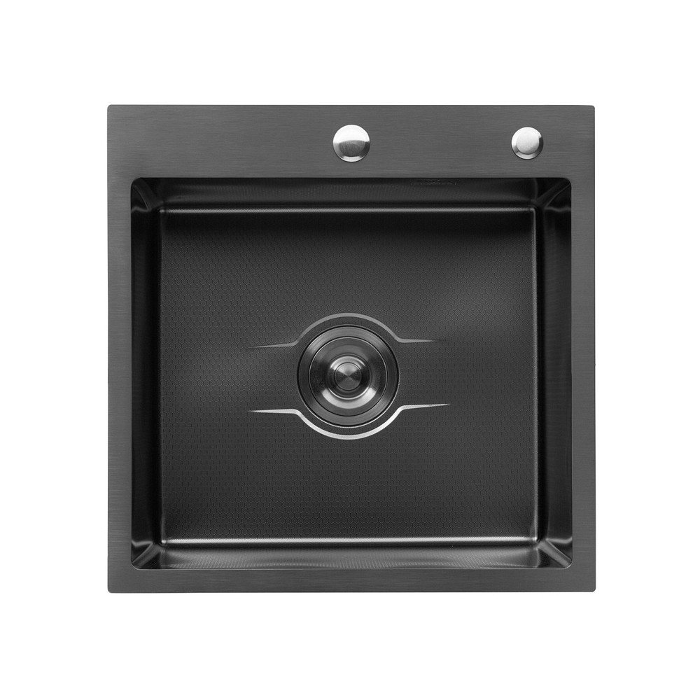 Кухонна мийка з нержавіючої сталі Kroner KRP Derby - 50х50HM PVD (2,5/0,5) чорна Київ - фото 1