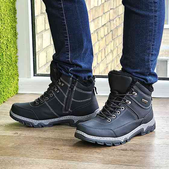 Черевики Зимові Чоловічі на хутрі Чорні Зима Хух Прошиті (розміри: 40,41,42,43,44,45) Відео Огляд Дніпро