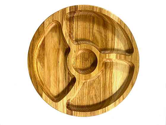 Деревʼяна тарілка з натурального дерева діаметр 25 см, висота 2 см, тарілка для закусок Кам'янець-Подільський