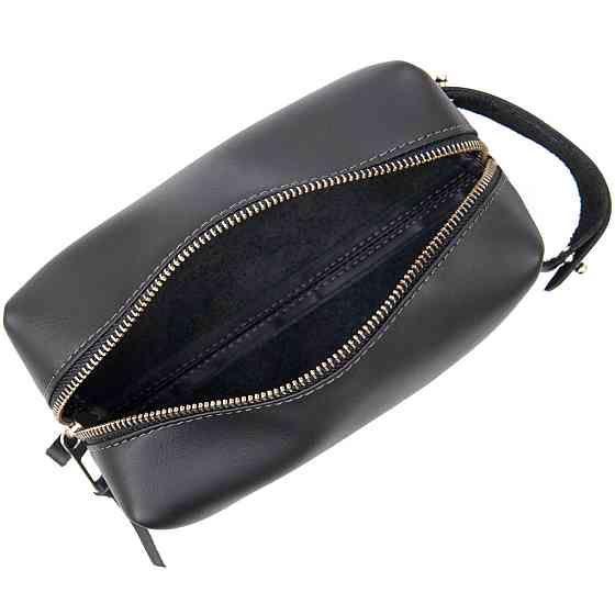 Матовий чоловічий шкіряний несесер GRANDE PELLE 11509 Чорний Київ