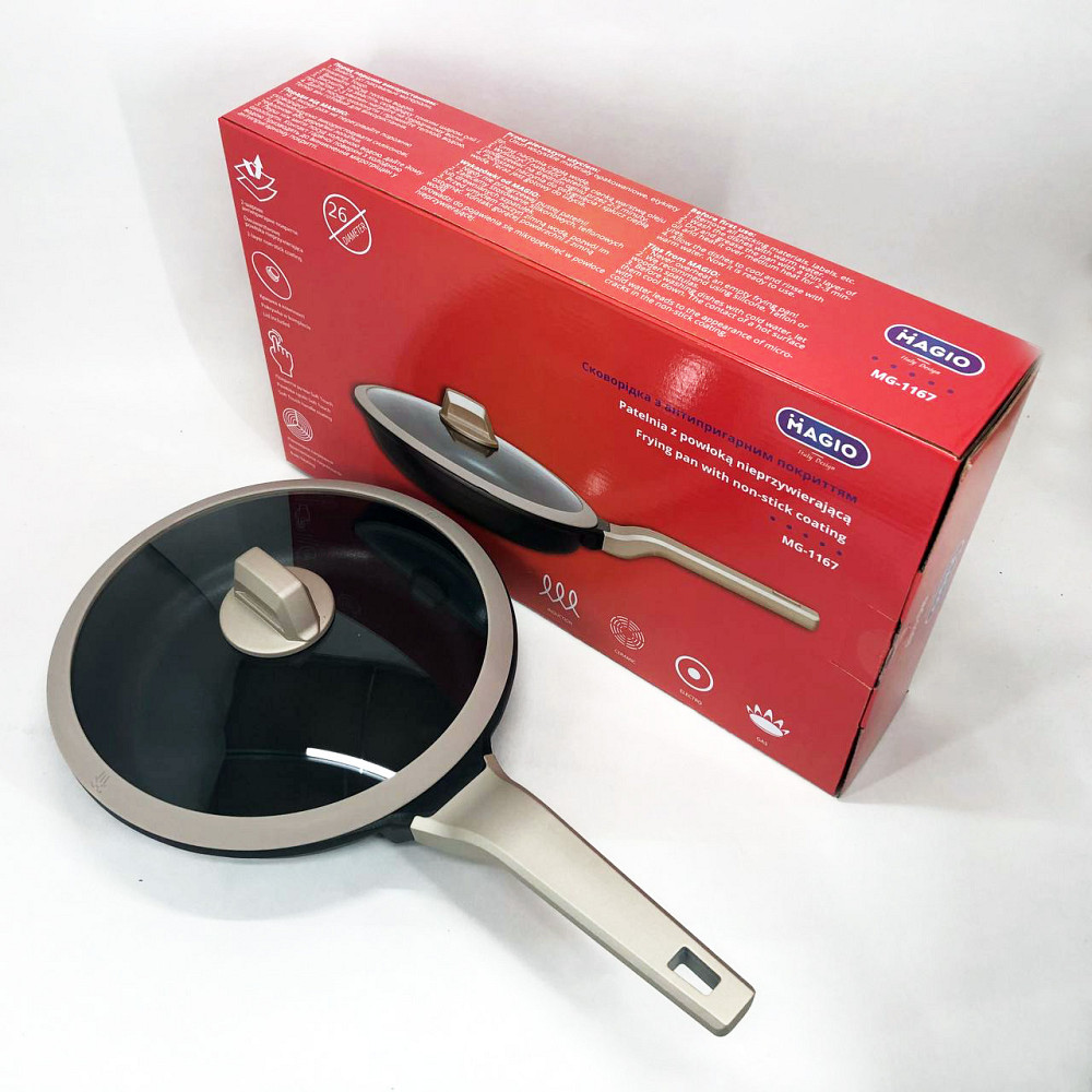 Сковорода для повара Magio MG-1167 26 см, Сковорода для любителей готовить с ручкой алюминий WK-24 Львов - изображение 15