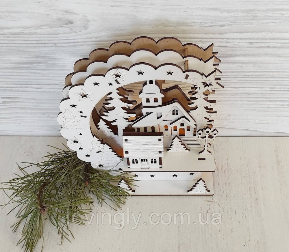 Новорічний та різдвяний декор, нічник - інсталяція "Зимова ніч" 23 см Ірпінь - фото 8