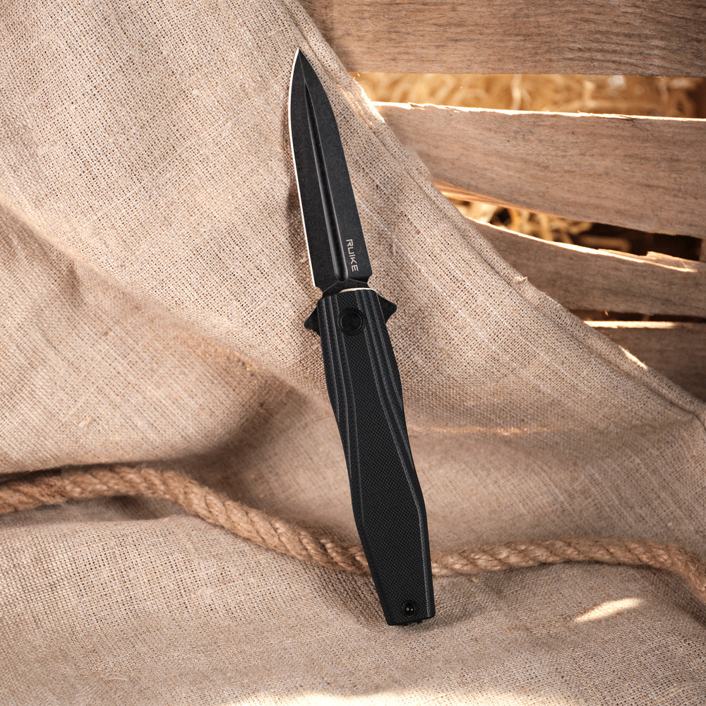 Ніж складаний туристичний Ruike P188-B, (9.1 см) D2 / G10 чорний Киев - изображение 12