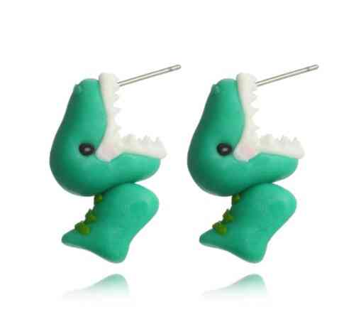 Серьги с динозаврами, зеленые - размер серьги 3см, полимерная глина, (ручная работа) Киев