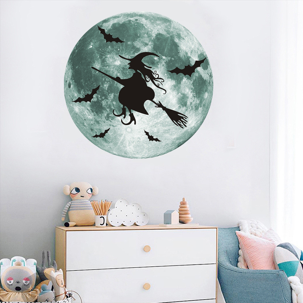 Наклейка на Хэллоуин Ведьма и луна 30 см салатовый Киев - изображение 5