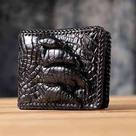 Портмоне CROCODILE LEATHER 18004 з натуральної шкіри крокодила Чорне Київ