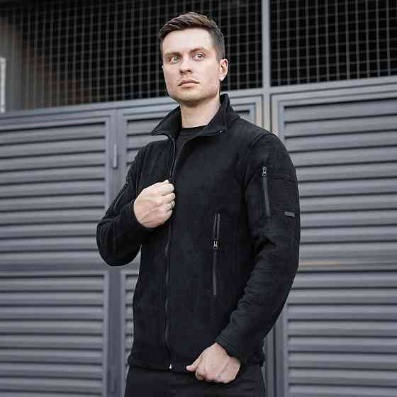 Тепла флісова тактична кофта для армії зсу, Армійська кофта чорного кольору з кишенями на блискавці розмір XXL Кам'янець-Подільський