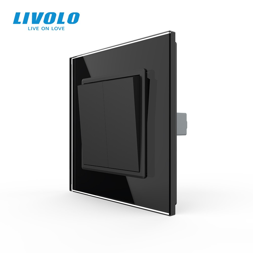 Вимикач універсальний 2-клавішний Livolo чорний скло 250В 10А (VL-C7FCMKS-1BP) Коломия - фото 8