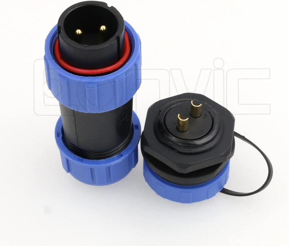 Авиaционный разъём Eonvic HE21 Золотой 2-pin панельный/кабельный IP68 30A 500V силовой герметичный Киев - изображение 3