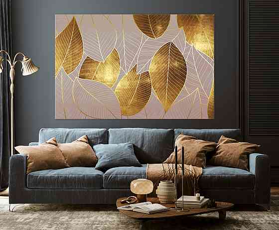 Картина холст у вітальню / спальню Золоте листя   MLP_6 ( 60х30см ) 80x120 см Київ
