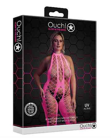 Бодистокинг - Ouch! Bodystocking With Halterneck Pink, XL/4XL Sex Aura Киев