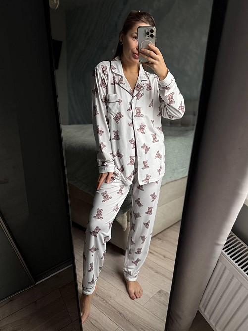 Женский домашний комплект двойка с мишками коттон Одесса - изображение 5