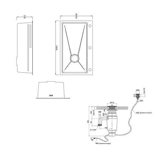 Комплект Lidz Handmade H7545B Мийка для кухні інтегрована Decor Black PVD Honeycomb LDH7545BDECPVD48373+Lidz (BLA) Київ