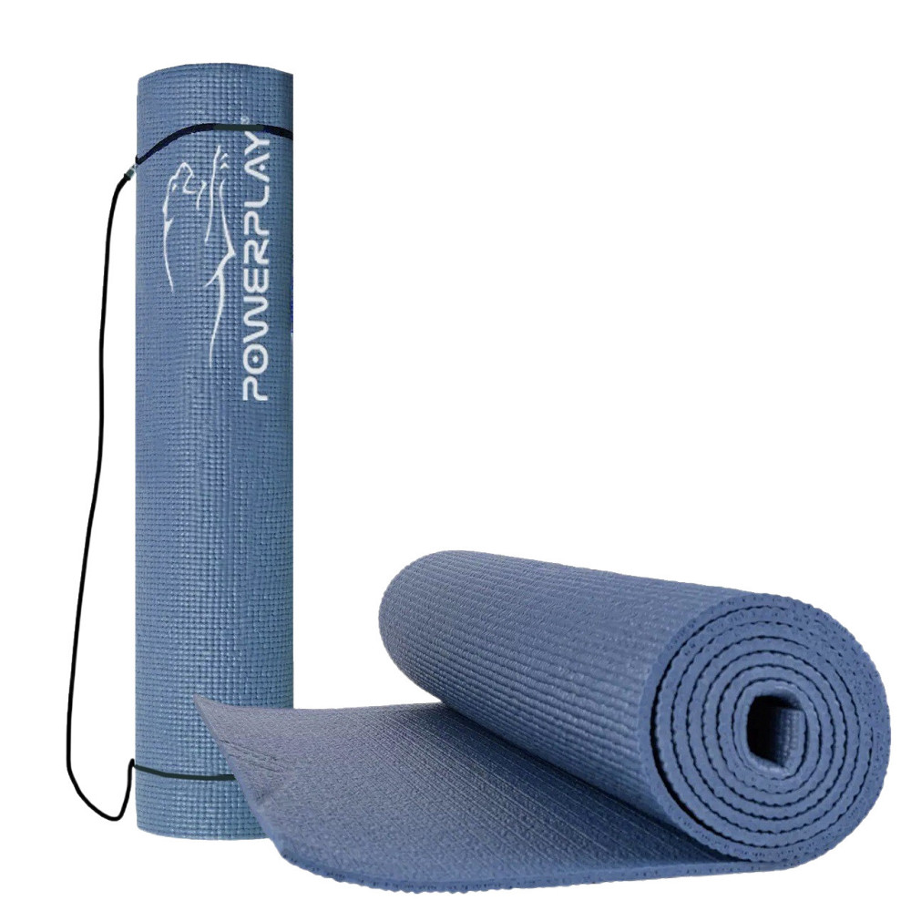 Килимок для йоги та фітнесу PowerPlay 4010 PVC Yoga Mat Темно-синій (173x61x0.6) Кам'янське - фото 1