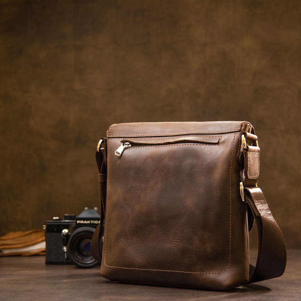 Чоловіча сумка-месенджер GRANDE PELLE 11432 Коричневий Київ - фото 2