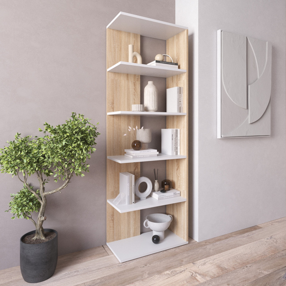 Стеллаж VAYS D-6, книжная полка из 5 открытых секций, ЛДСП, 60×30×178 см - для дома, офиса, гостиной Львов - изображение 8