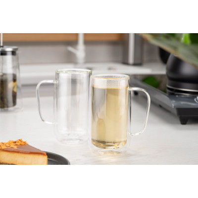 Набор чашек Ardesto BHR 400 мл 2 шт прозорий (AR2640BHR) Винница - изображение 5