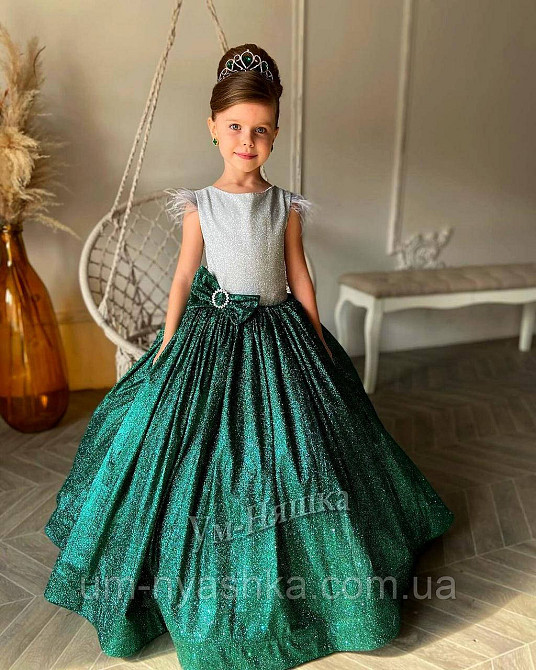 Платье Елочка Длинное блестящее изумрудное платье Дженифер на 4-5, 6-7 лет Кривой Рог - изображение 1