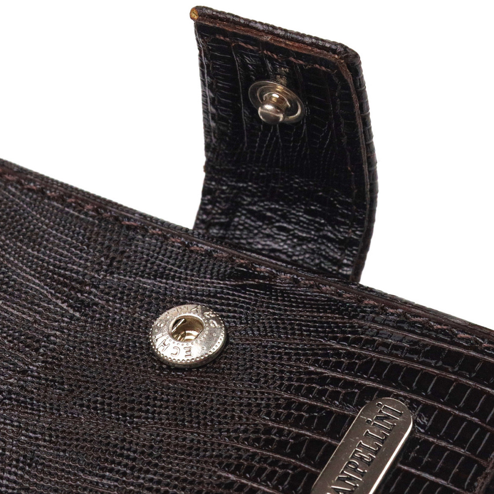 Небольшой мужской кошелек из натуральной фактурной кожи Коричневый (CANPELLINI) Киев - изображение 9