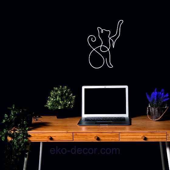 Декоративное настенное 3D Панно «Кот» Декор на стену с объемом 70*51 см, Белый Киев