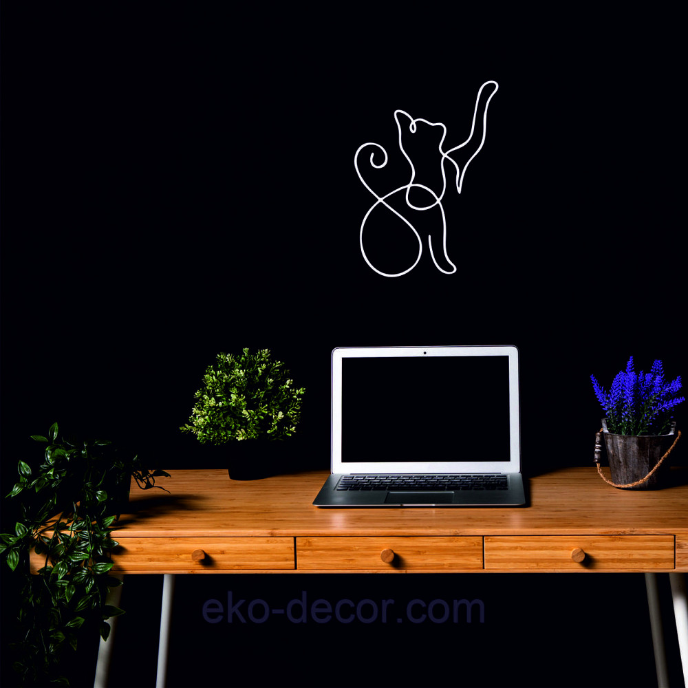 Декоративное настенное 3D Панно «Кот» Декор на стену с объемом 70*51 см, Белый Киев - изображение 5