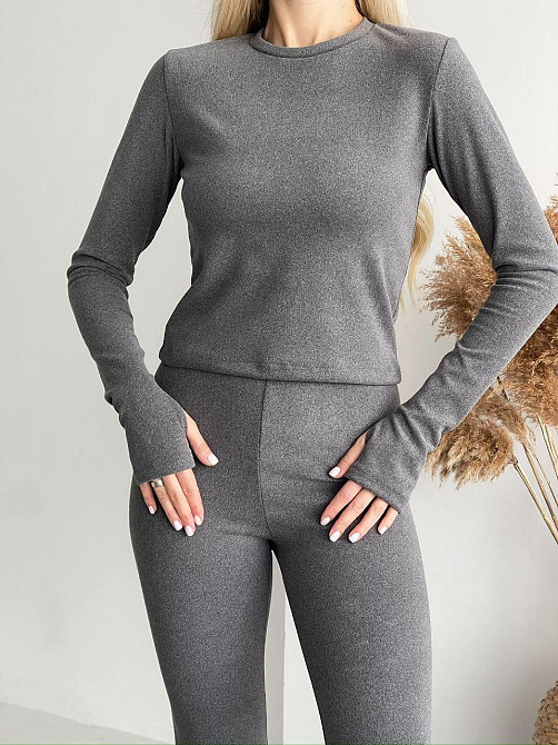 Женское повседневное термобелье: лонгслив и брюки из ткани пума Графит, L-XL Одесса - изображение 2