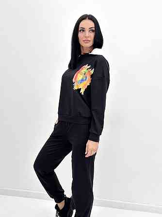 Женский костюм-двойка с капюшоном Rainbow батал 50-52, Черный Киев