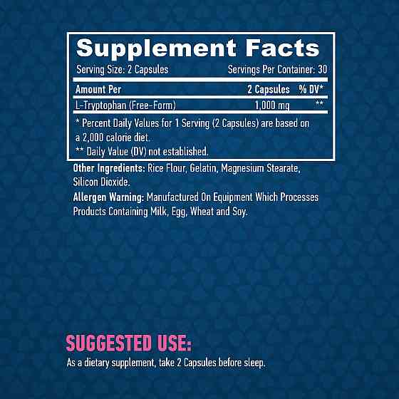 L-триптофан Haya Labs L-Tryptophan 500 mg 60 caps Луцьк