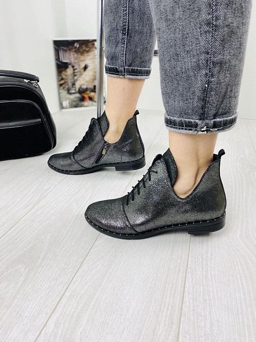 Жіночі черевики нікель з натуральної шкіри-сатин демісезонні весна-осінь р. 38, 39 (БТ/02) / Ст Коломия - фото 7