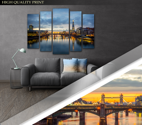 Модульна картина Місто Світанок Art-281_5 ( 80х118см ) Київ