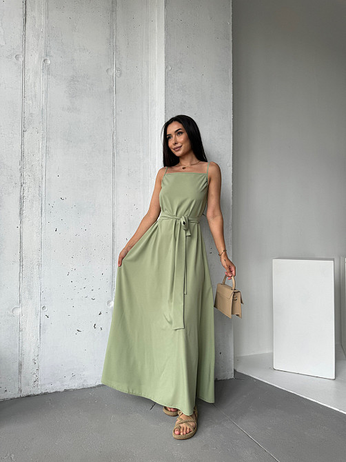 Жіночий літній сарафан максі "Charlotte" оптом | Норма і батал Оливковий, 46-48 Київ - фото 1