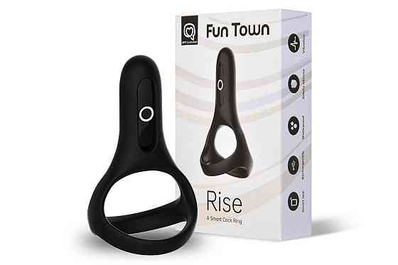 Подвійне ерекційне кільце Fun Town Rise Black, керування зі смартфона Sex Aura Київ