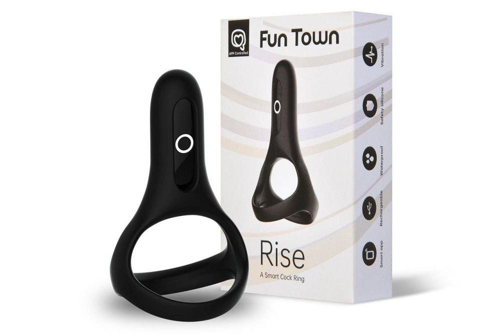 Подвійне ерекційне кільце Fun Town Rise Black, керування зі смартфона Sex Aura Київ - фото 1