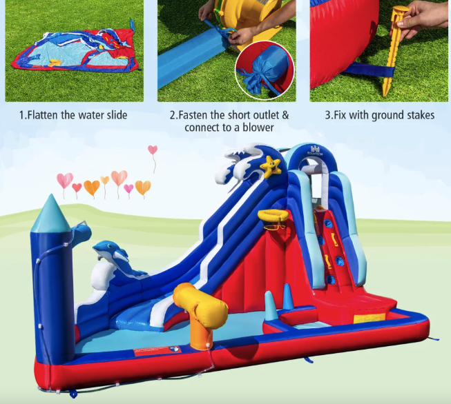 Надувний Аквапарк Costway Slide 6-в-1 з гіркою для скелелазіння (без вентилятора) Київ - фото 5