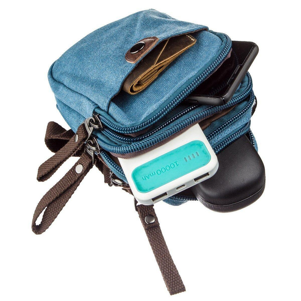 Барсетка текстильная Vintage 20164 Голубая Киев - изображение 4