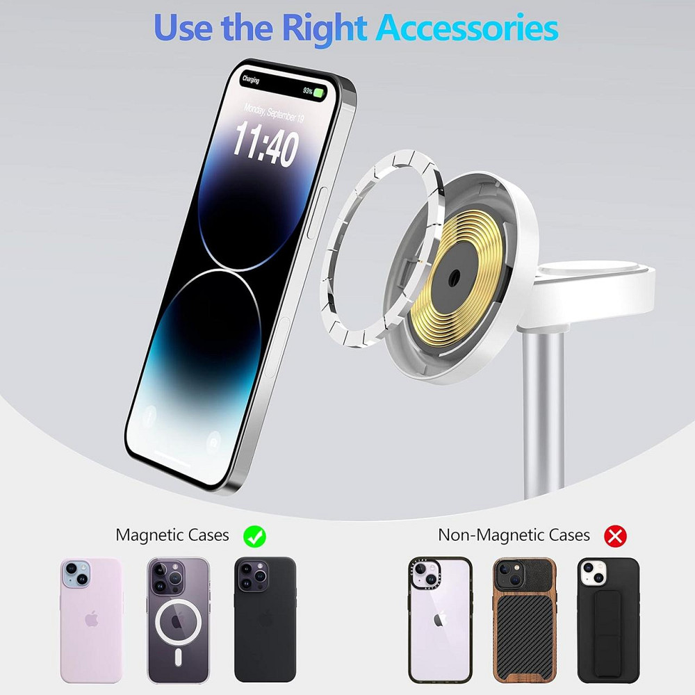 3-в-1 беспроводная зарядка FutureCharger MagSafe, регулируемая станция 20W для iPhone, Apple Watch, AirPods Киев - изображение 2
