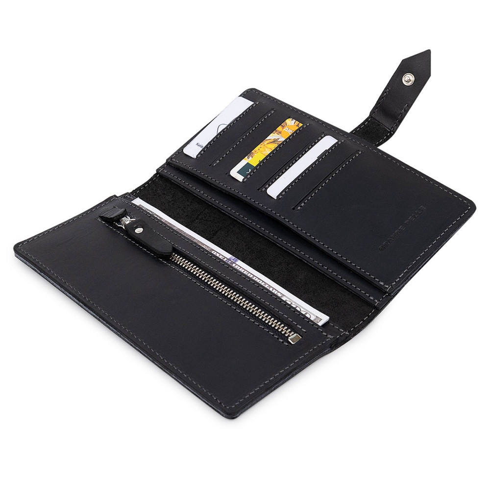 Стильное матовое мужское портмоне GRANDE PELLE 11560 Черный Киев - изображение 7