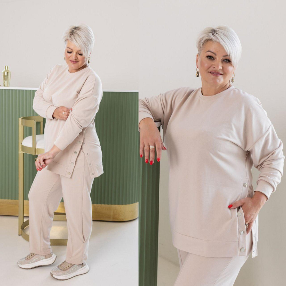 Жіночий стильний повсякденний костюм двонитка Беж, 48/52 Одеса - фото 1