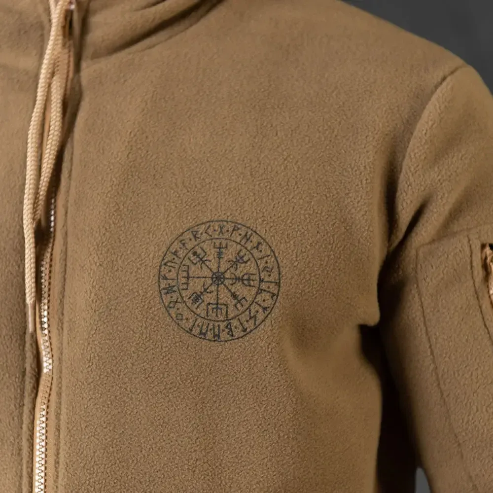 Тактическая флисовая кофта Руны с капюшоном койот теплая мужская Одесса - изображение 12