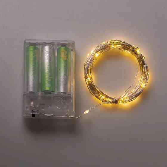 Гірлянда "Роса" 10м, 100 LED, жовтий провід, на батарейках Київ